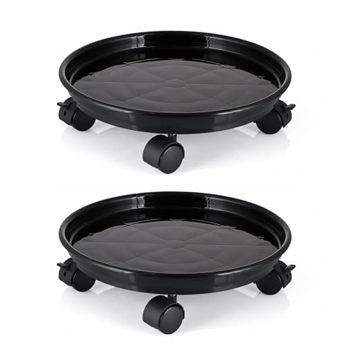 LSRVNM 2 Stück Rollbarer Pflanzenständer 30cm, Blumentopfständer mit Rollen, Blumentopf Untersetzer Rollen, Mobiler Pflanzenpaletten Behälter, Tragfähigkeit 40 kg von LSRVNM