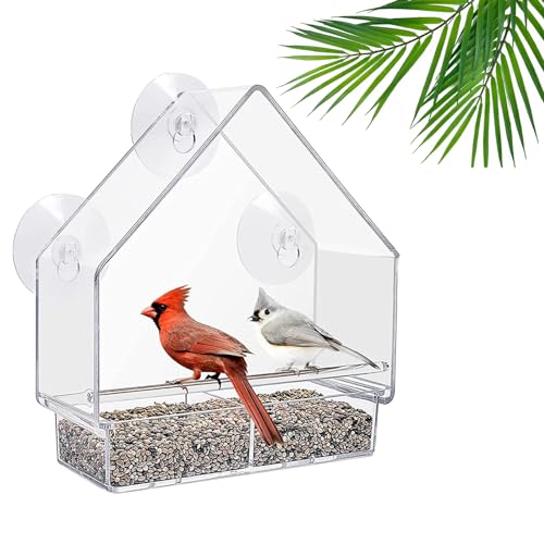 LSRVNM Fenster Futterhaus für Vögel, Vogelfutterstation Transparent mit Saugnäpfen Vogelfutterhaus Fenster mit Abflusslöcher Vogelfutterstation aus Acryl Futterspender von LSRVNM