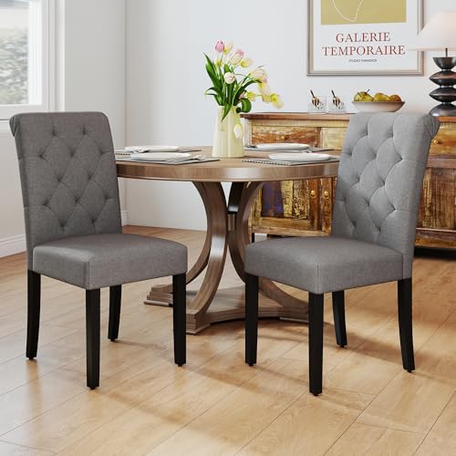 LSSBOUGHT Stilvolle Esszimmerstühle mit Massivholzbeinen, 2er Set (Grau) von LSSBOUGHT