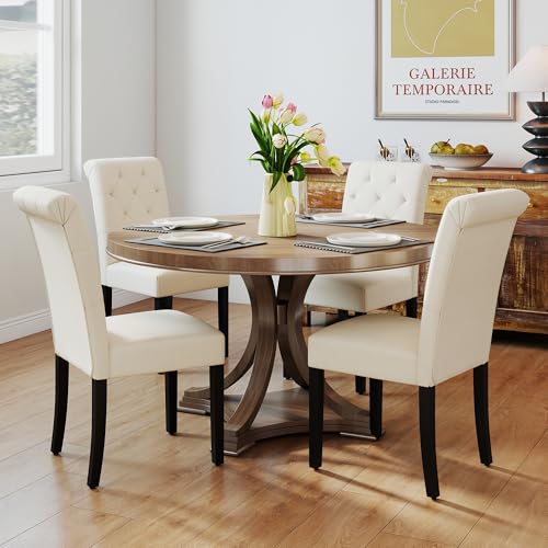 LSSBOUGHT Stilvolle Esszimmerstühle mit Massivholzbeinen, 4er Set (Beige) von LSSBOUGHT
