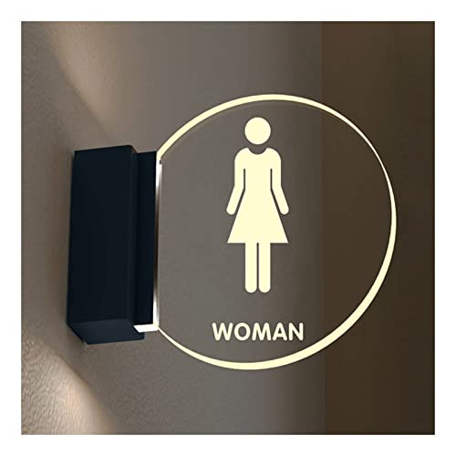 WC-Türschild, Toilettenschild, LED-Toilettenschilder, Herren- und Damen-Toiletten-Acrylschild, Wandmontage, 20,3 cm rundes Leuchtschild, for Badezimmer, Lounge, Büro oder Geschäft (Farbe: einfarbig) ( von LSSEDA