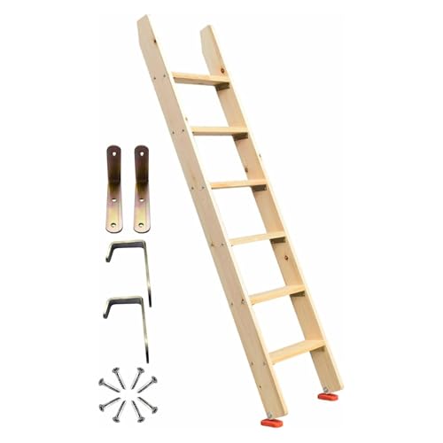 LSSHQ Hölzerne Innen-Kletterleiter Sichere Dachbodenleiter Mit Rutschfesten Füßen, Aufstiegsstufenleiter für Wohnheimwohnungen 8 7 6 5 4 3 Sprossen Leiter(150cm/59in) von LSSHQ