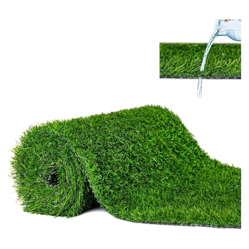 LSSHQ Outdoor Kunstrasen Matte in Grün Wetterfest Dauerhaftes Selbstentwässerungssystem, für Terrasse Balkon Außen Innen Grüner Rasenteppich UV-Beständig(1x5m/3x16ft) von LSSHQ