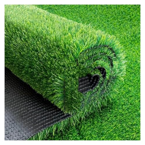LSSHQ Outdoor Kunstrasen Matte in Grün Wetterfest Kunststoffrasen Balkonteppich Rollrasen Gras Teppich Künstlich, Dauerhaftes Selbstentwässerungssystem(1x5m/3x16ft) von LSSHQ