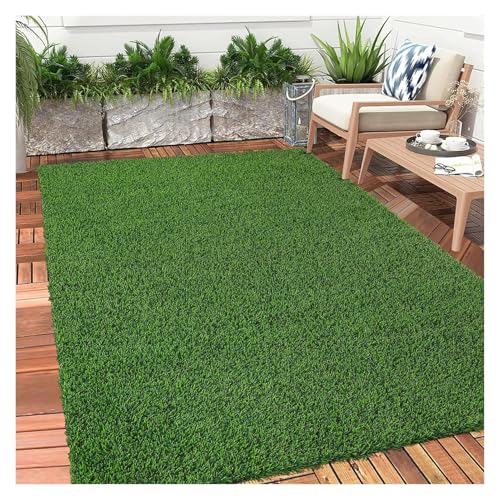 LSSHQ Outdoor Kunstrasen Matte in Grün Wetterfest Wetterfest Mit Drainagefunktion Grass, für Balkon, Terrasse, Garten, Grün UV-Beständig Leicht Zuschnittbar(2x2m/6x6ft) von LSSHQ