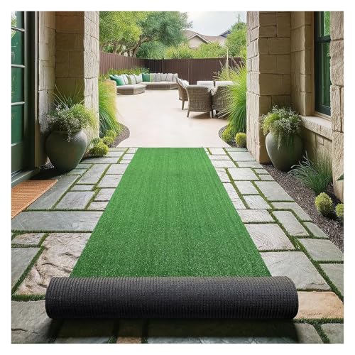 LSSHQ Outdoor Kunstrasen Matte in Grün Wetterfest Wetterfest Mit Drainagefunktion Grass, für Garten Balkon Terrasse Wintergärten UV-Beständig 25 mm Höhe(2x12m/6x40ft) von LSSHQ