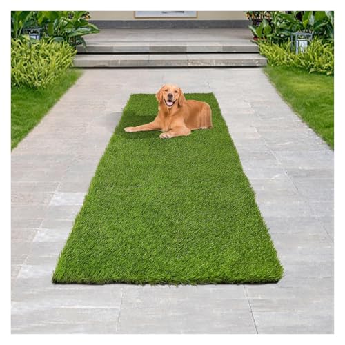 LSSHQ Premium Kunstrasen 25 mm Wetterfest Rollrasen Grasmatte, Rasenteppich Mit Drainage Noppen für Terrasse Balkon Außen Innen Grüner Rasenteppich(5x10ft) von LSSHQ