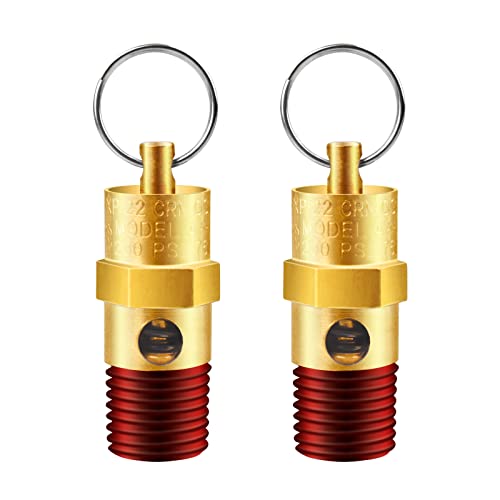 LSTOPGO 2 Stück 1/4 Zoll NPT Messing Sicherheitsventil Druckentlastung Ventil Luftkompressor Rückschlagventil AX Serie (200 PSI) von LSTOPGO