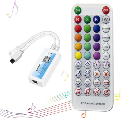 WS2812B WS2811 Bluetooth-Controller RGB-Controller SP611E 3PIN-Controller für LED-Leuchtbänder, steuerbar mit iOS und Android Smartphone APP, Musiksynchronisation, DC5V-24 (SP611E) von LSUNNY