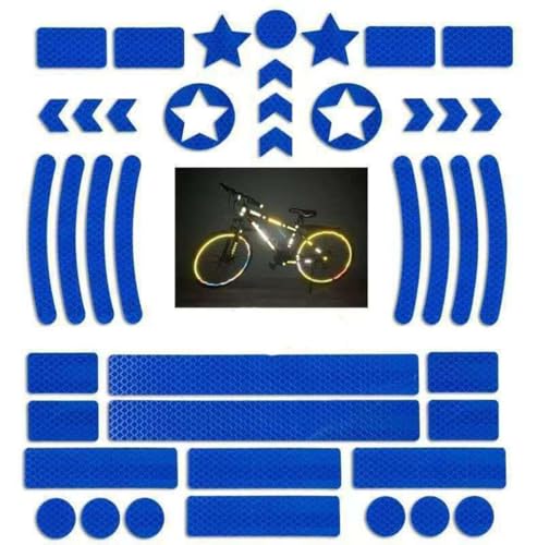 Reflektoren Aufkleber Sticker,Reflektor Sticker Fahrrad,Reflektierende Aufkleber Reflektorband zur Sicherungsmarkierung von Kinderwagen,Fahrrad, Helmen mit Stickern, hochreflektierend (Blau) von LSUO BAOFU