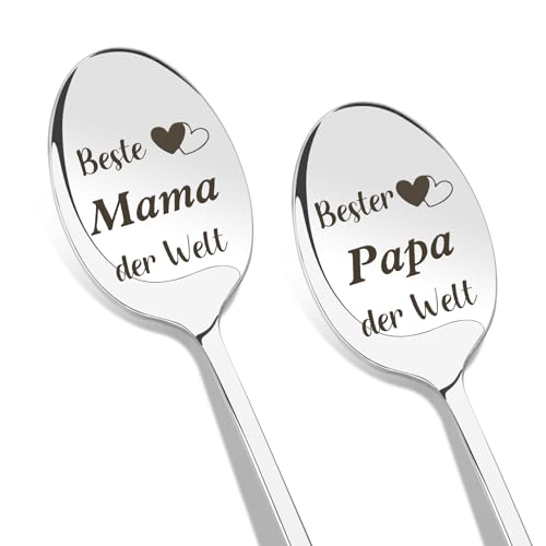 Mama und Papa Geschenke Geschenk Geburtstagsgeschenk WeihnachtsGeschenke Muttertagsgeschenke Oster Thanksgiving Geschenke für Mama Papa von Tochter Sohn 2er Stück Löffel Kaffeelöffel Mit Gravur Mama und Papa Geschenke Geschenk Geburtstagsgeschenk WeihnachtsGeschenke Muttertagsgeschenke Oster Thanksgiving Geschenke für Mama Papa von Tochter Sohn 2er Stück Löffel Kaffeelöffel Mit Gravur von LSVGSAK