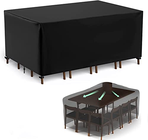 Abdeckung für Gartenmöbel, Wasserdicht, Winddicht, UV-Beständiges, Schwerlast 420D Oxford Gewebe Schutzhülle für Gartentisch Sitzgruppe, Sets Sofa Abdeckung Gartenmöbel Rechteckig 280x142x110cm von LSYALUCK