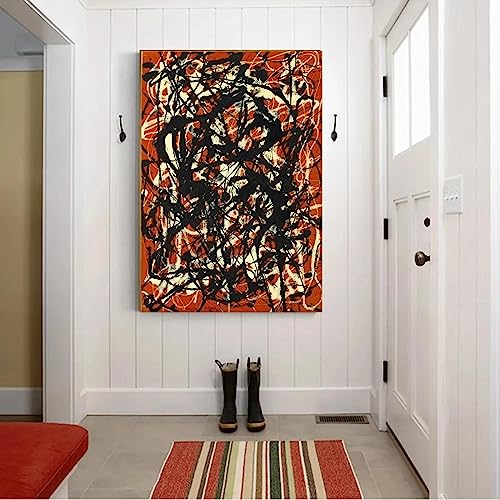 Abstraktes Kunstwerk „Free Form“ von Jackson Pollock, Leinwanddruck, Gemälde, moderne Kunst, Bild für Wanddekoration, Heimdekoration, 95 x 145 cm (37 x 57 Zoll), Innenrahmen von LSYALUCK