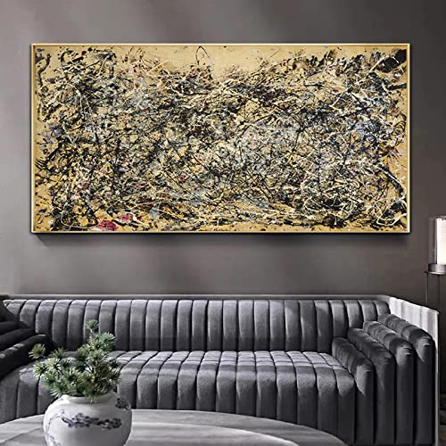 LSYALUCK Jackson Pollock berühmte abstrakte Herbst-Leinwandmalerei, Poster und Drucke, Wandkunst, Bilder für Wohnzimmer, Heimdekoration, 60 x 120 cm (24 x 47 Zoll), rahmenlos von LSYALUCK