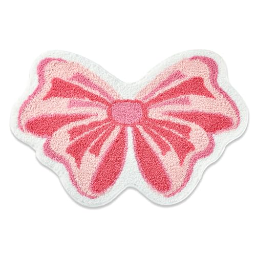 LSYESDLA Badezimmerteppich mit niedlicher rosa Schleife, weicher getufteter Plüsch, waschbar, rutschfest, Kawaii-Schleife, Badematte, Schlafzimmer, Küche, Fußmatte, für Zuhause LSYESDLA Badezimmerteppich mit niedlicher rosa Schleife, weicher getufteter Plüsch, waschbar, rutschfest, Kawaii-Schleife, Badematte, Schlafzimmer, Küche, Fußmatte, für Zuhause von LSYESDLA