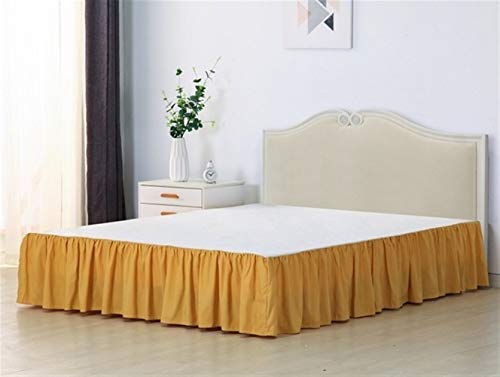 Bettrock Lychee 1PC Bed Rock, 35 cm hoch mit Oberflächenmassiv Bett Rock, geeignet for Familien-Hotels Bettvolant Bettrock 47(Color:Golden,Size:US K 200x203cm) von LSYHHXC