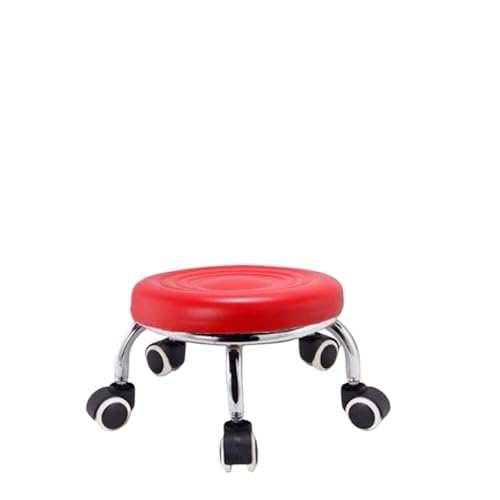 LSYHHXC 1 Stück Niedriger Hocker aus Metall, Kleiner rollender Salonhocker, drehbare Möbel, wasserdichter Sitz aus PU-Leder for Friseurladen, Garage, Home Office 99(Style B) von LSYHHXC