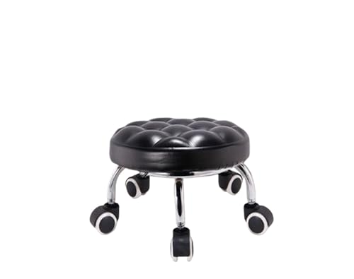 LSYHHXC 1 Stück Niedriger Hocker aus Metall, Kleiner rollender Salonhocker, drehbare Möbel, wasserdichter Sitz aus PU-Leder for Friseurladen, Garage, Home Office 99(Style C) von LSYHHXC