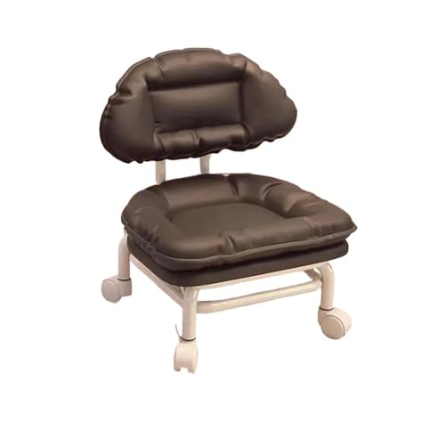 LSYHHXC 360 Grad drehbarer Kleiner Hocker mit Rollenrückenlehne for den Haushalt, niedriger Hocker, Mobile kleine Bank mit drehbarem Schuhhocker-Sitz 99(Black) von LSYHHXC