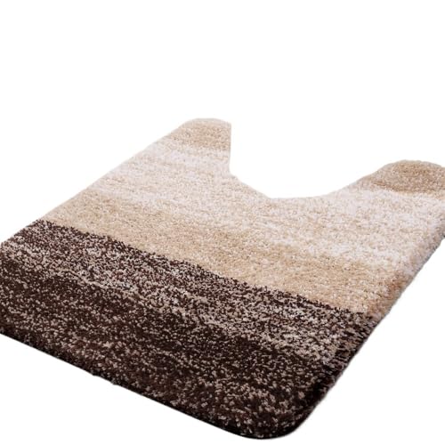 LSYHHXC Badematte, U-förmige Badezimmerteppiche, extra weiche, saugfähige Mikrofaser-Fußmatte, rutschfeste Plüsch-Toilettenteppiche, Duschteppich(Brown 51x61cm) von LSYHHXC