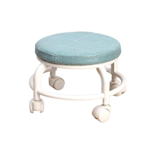 LSYHHXC Niedriger Rollhocker mit rundem Sitz und Rollen, kleine Fußstütze, kurzer Kleiner Hocker, Stuhl mit niedriger Höhe, Rollhocker, Schuhhocker, Sitz für 99(Blue) von LSYHHXC