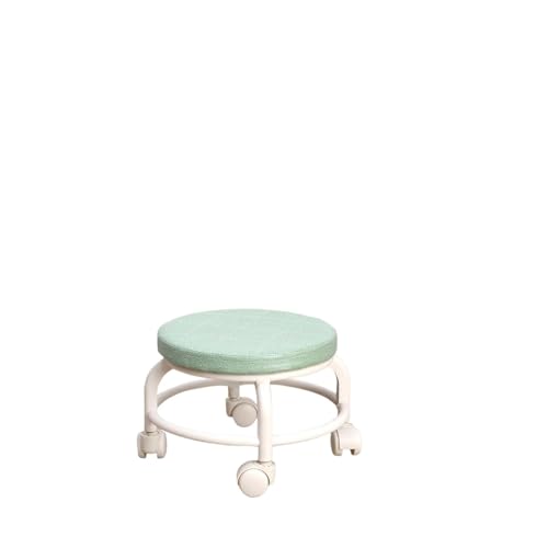 LSYHHXC Runder Rollhocker, bequemer, um 360 Grad drehbarer Rollhocker, Stabiler Rollhocker mit niedriger Höhe, for Küche und Garage 99(Green) von LSYHHXC