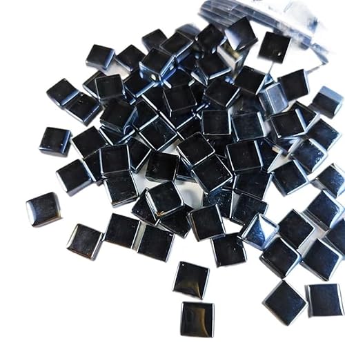 Mosaikfliese 100 Stück (100 g) glänzend glasierte Glasmosaikfliesen, 4 mm dick, 1 cm quadratisch, Materialien for die Herstellung von Mosaikfliesen 46 (Color : Black, Size : 100pcs-100g-3.52oz) von LSYHHXC