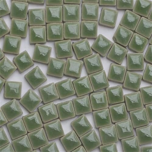 Mosaikfliese 100 g DIY-Keramik-Mosaikfliesen, Glasspiegel, handgefertigte Ornamente, Fliesen, Wandarbeiten, bunter Kristall for dekorative Materialien 46 (Color : ArmyGreen) von LSYHHXC