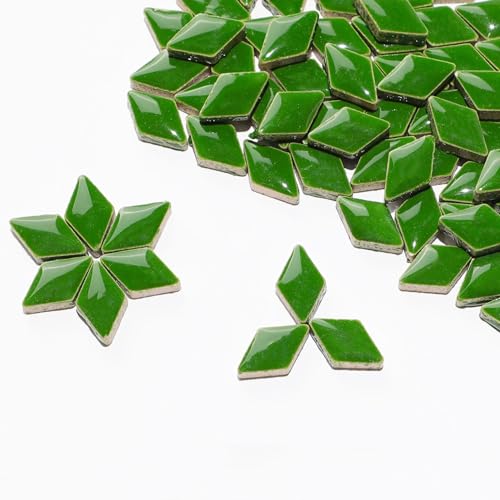 Mosaikfliese 100 g rautenförmige Keramik-Mosaikfliesen, mehrfarbige geometrische Mosaikfliesen, DIY-Mosaikherstellungssteine ​​für Handwerk, Kunst, Dekoration 46 (Color : Green) von LSYHHXC