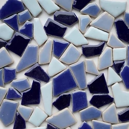 Mosaikfliese 4,3 Unzen/122 g Polygon-Porzellan-Mosaikfliesen, DIY-Handwerk, Keramikfliesen-Mosaikherstellungsmaterialien, 1–4 cm Länge, 1–4 g/Stück, 3,5 mm Dicke 46 (Color : Cobalt Blue Mix, Size : von LSYHHXC