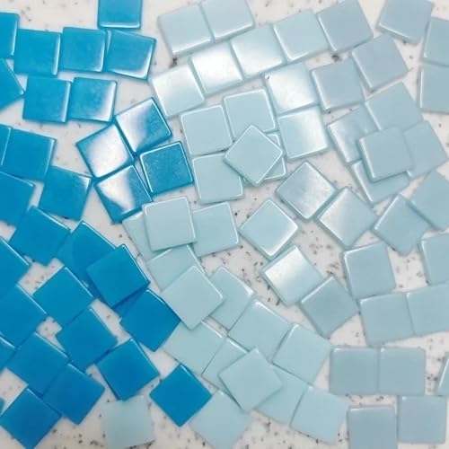 Mosaikfliese 80 Stück (ca. 20 g), 1 cm, quadratische Kunstharz-Mosaikfliesen, 0,2 cm dick, bunte DIY-Bastelmaterialien 46 (Color : Blue Mix, Size : 20g-0.7oz) von LSYHHXC