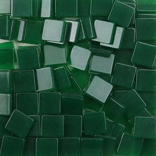 Mosaikfliese 80 Stück (ca. 20 g), 1 cm, quadratische Kunstharz-Mosaikfliesen, 0,2 cm dick, bunte DIY-Bastelmaterialien 46 (Color : Green, Size : 20g-0.7oz) von LSYHHXC