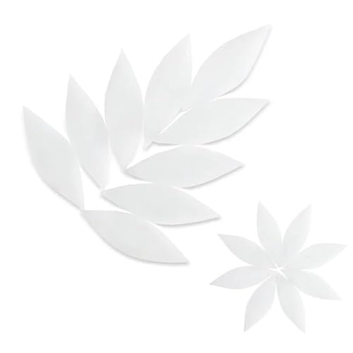 Mosaikfliese 80 g/2,82 Unzen 32 Stück/24 Stück blattförmige, blütenblattgefärbte Mosaikfliesen, oval, durchscheinend, Glimmerglas, DIY, handgefertigte Kunst, Handwerk, Dekoration 46 (Color : White, von LSYHHXC