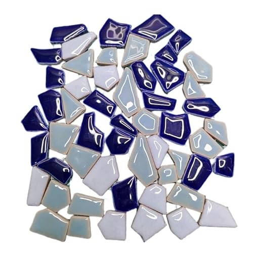 Mosaikfliese 80 g (ca. 50–70 Stück) Porzellan-Mosaikfliesen, 1–2,5 cm, 0,4 mm Dicke, Keramik-Mosaiksteine, DIY-Mosaik-Bastelmaterial 46 (Color : Blue mix 2, Size : 80g-2.82oz) von LSYHHXC