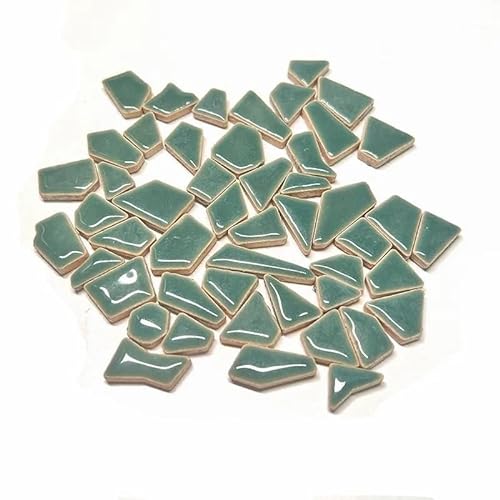 Mosaikfliese 80 g (ca. 50–70 Stück) Porzellan-Mosaikfliesen, 1–2,5 cm, 0,4 mm Dicke, Keramik-Mosaiksteine, DIY-Mosaik-Bastelmaterial 46 (Color : Chinese green, Size : 80g-2.82oz) von LSYHHXC