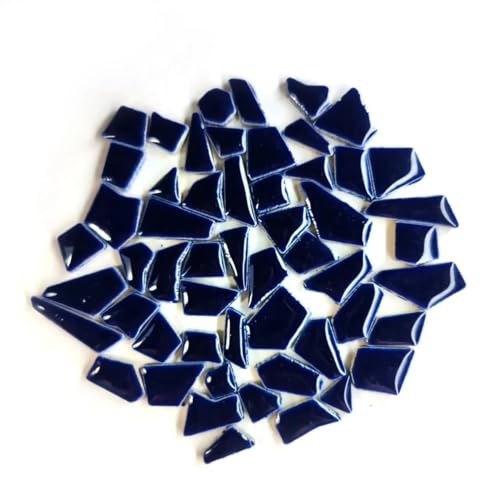 Mosaikfliese 80 g (ca. 50–70 Stück) Porzellan-Mosaikfliesen, 1–2,5 cm, 0,4 mm Dicke, Keramik-Mosaiksteine, DIY-Mosaik-Bastelmaterial 46 (Color : Dark blue, Size : 80g-2.82oz) von LSYHHXC