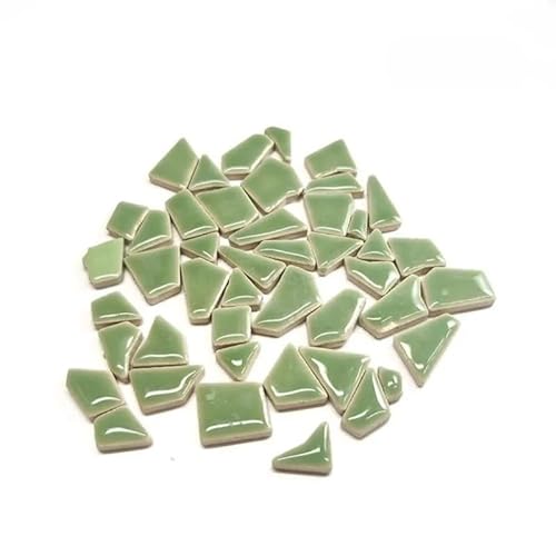 Mosaikfliese 80 g (ca. 50–70 Stück) Porzellan-Mosaikfliesen, 1–2,5 cm, 0,4 mm Dicke, Keramik-Mosaiksteine, DIY-Mosaik-Bastelmaterial 46 (Color : Grass green, Size : 80g-2.82oz) von LSYHHXC