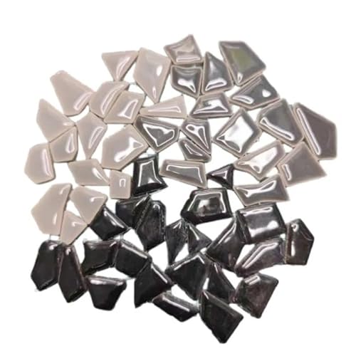 Mosaikfliese 80 g (ca. 50–70 Stück) Porzellan-Mosaikfliesen, 1–2,5 cm, 0,4 mm Dicke, Keramik-Mosaiksteine, DIY-Mosaik-Bastelmaterial 46 (Color : Grey black mix, Size : 80g-2.82oz) von LSYHHXC