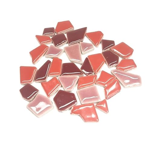 Mosaikfliese 80 g (ca. 50–70 Stück) Porzellan-Mosaikfliesen, 1–2,5 cm, 0,4 mm Dicke, Keramik-Mosaiksteine, DIY-Mosaik-Bastelmaterial 46 (Color : Red mix, Size : 80g-2.82oz) von LSYHHXC