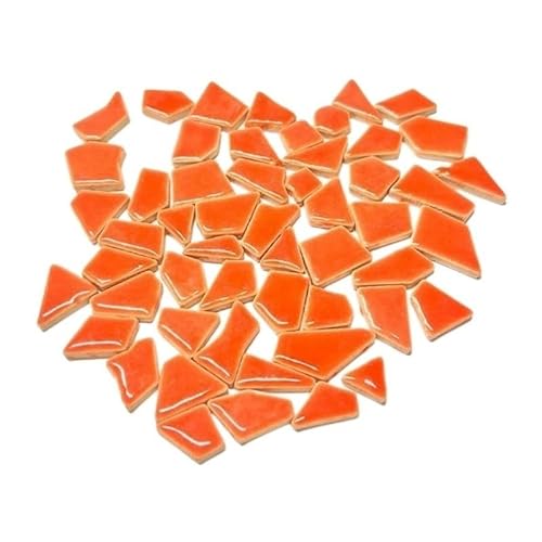 Mosaikfliese 80 g (ca. 50–70 Stück) Porzellan-Mosaikfliesen, 1–2,5 cm, 0,4 mm Dicke, Keramik-Mosaiksteine, DIY-Mosaik-Bastelmaterial 46 (Color : Red orange, Size : 80g-2.82oz) von LSYHHXC