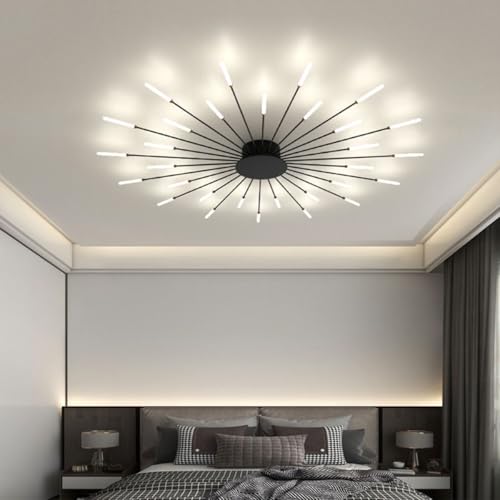 LSYPY LED Deckenlampe dimmbar wohnzimmer deckenleuchte mit fernbedienung Deckenleuchten für Schlafzimmer、Schwarz/Gold zwei Farben (schwarz, 30 Köpfe) von LSYPY
