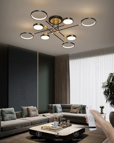 LSYPY Wohnzimmer Deckenleuchte LED Modern Deckenlampe dimmbar wohnzimmer deckenleuchte,wohnzimmer deckenleuchte mit fernbedienung (Black)… von LSYPY