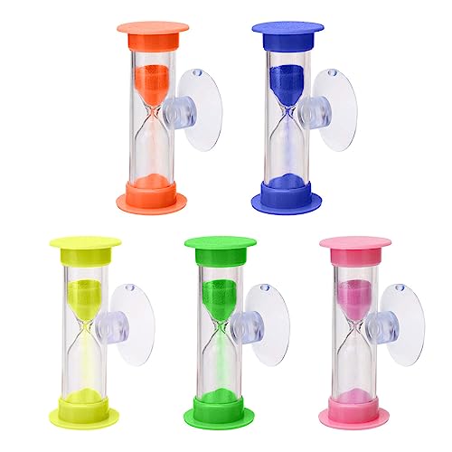 5 Stück Sanduhr mit Saugnapf, 2 Minuten Countdown, Sanduhr-Timer für Kinder, Saugnapf-Timer, kreative Kunststoff-Sanduhr für Wohnzimmer, Schlafzimmer, Schreibtisch Gelb von LSYYSL
