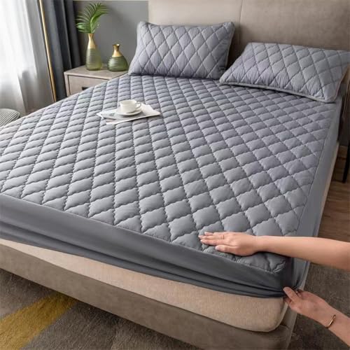 LSZHBSL Gesteppter Matratzenschoner 90 x 200 + 30 cm Iinkontinenz spannbettlaken Kuschelig Flauschig Baumwolle Bettlaken Spannbetttuch für Boxspringbett Topper Matratze mit Gummizug von LSZHBSL