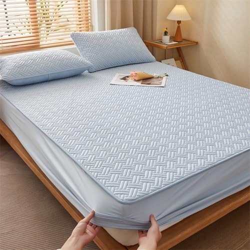 LSZHBSL Gesteppter Matratzenschoner 90 x 200 + 30 cm Kuschelig Flauschig Bettlaken Weiche Matratzen Topper, schnell trocknende Matratzenauflage, als Matratzenschutzbezug geeignet, waschbar von LSZHBSL