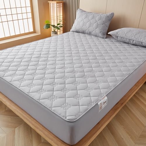 LSZHBSL Home Matratzenschoner 180x200+28cm Flauschige Spannbettlaken Super saugfähig, Atmungsaktive Matratzenbezug Wasserundurchlässiger Matratzen-Schutz Nässeschutz Spannbetttücher grau von LSZHBSL