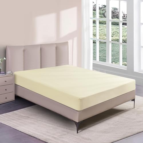 LSZHBSL Jersey spannbettlaken 120 x 200 cm Weiches Atmungsaktives Baumwolle Bettlaken verstellbar Spannbetttuch für Boxspringbett Topper Matratze bis 30 cm Hohe von LSZHBSL