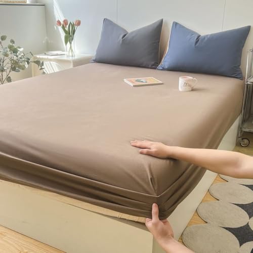 LSZHBSL Jersey spannbettlaken 120 x 200 cm mit Kissenbezug Atmungsaktiv Baumwolle Bettlaken verstellbar Spannbetttuch für Boxspringbett Topper Matratze bis 25 cm Hohe von LSZHBSL