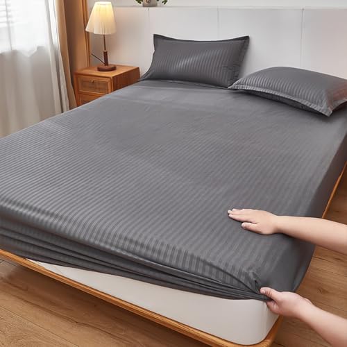 LSZHBSL Jersey spannbettlaken 90 x 200 cm Atmungsaktiv und schweißfrei Baumwolle Bettlaken verstellbar Spannbetttuch für Boxspringbett Topper Matratze bis 25 cm Hohe von LSZHBSL