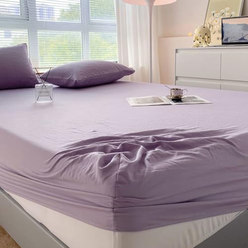 LSZHBSL Jersey spannbettlaken 90 x 200 cm Atmungsaktiv und schweißfrei Baumwolle Bettlaken verstellbar Spannbetttuch für Boxspringbett Topper Matratze bis 25 cm Hohe von LSZHBSL